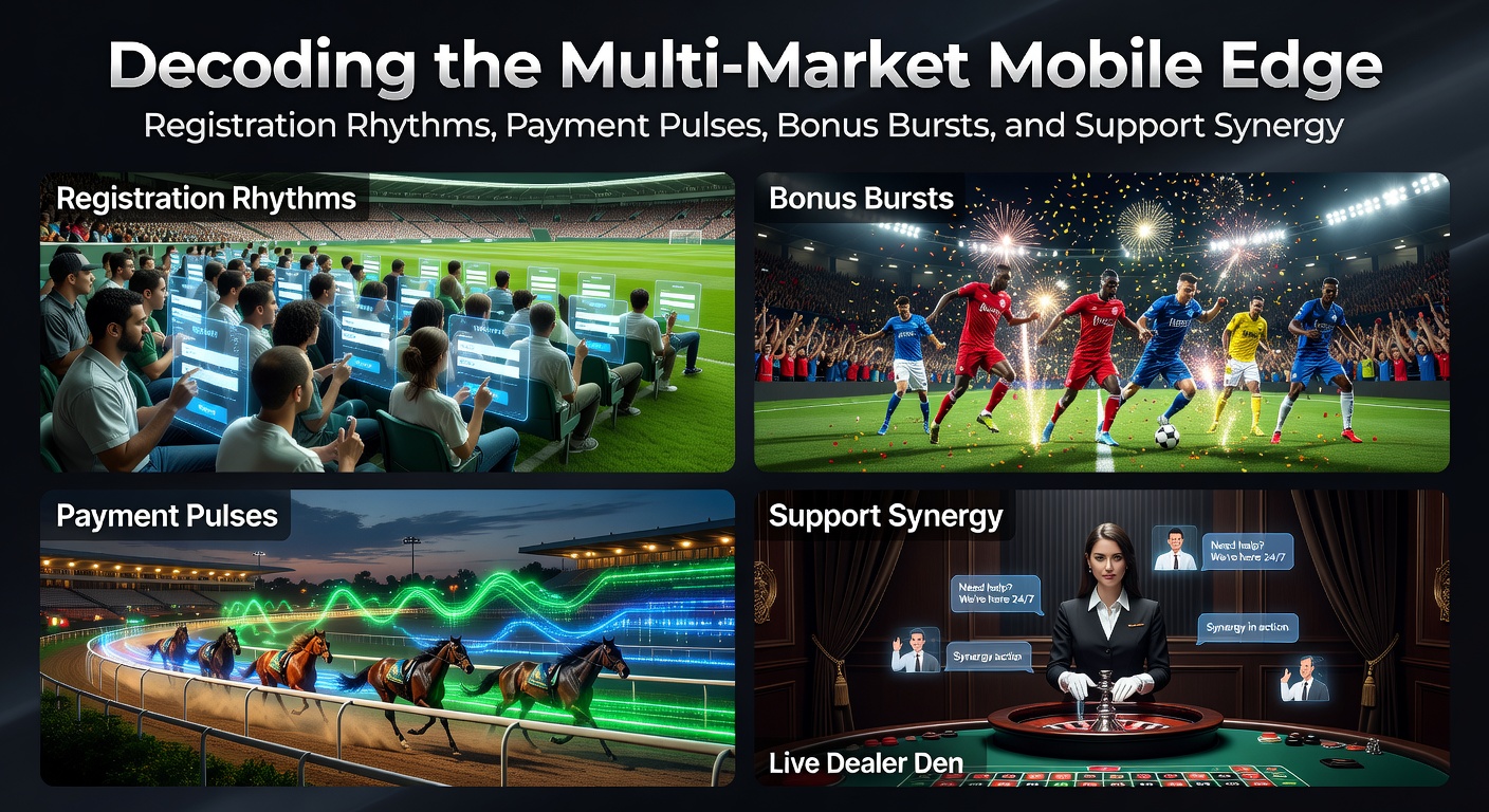 Dynamic mobile screen displaying synchronized soccer odds, horse racing schedules, and live dealer tables with quick registration prompts and bonus notifications