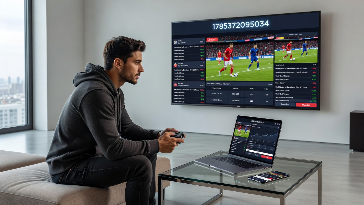 Mobile sports betting app displaying soccer match odds and live streaming integration