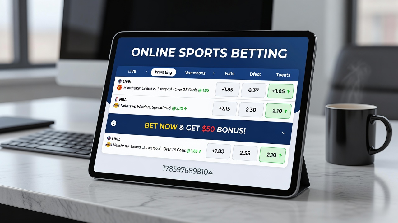 Mobile device showing live sports betting odds during a football match