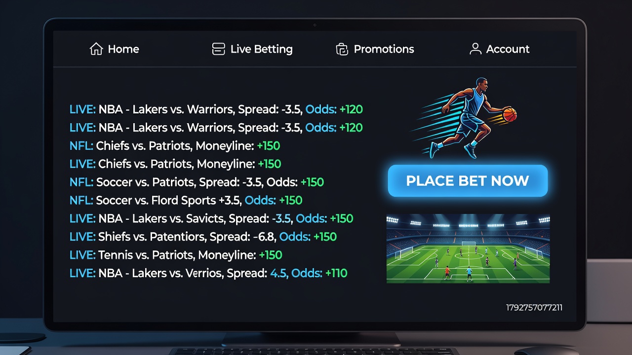Mobile app screenshots displaying live odds updates for soccer and horse racing events alongside deposit and withdrawal options