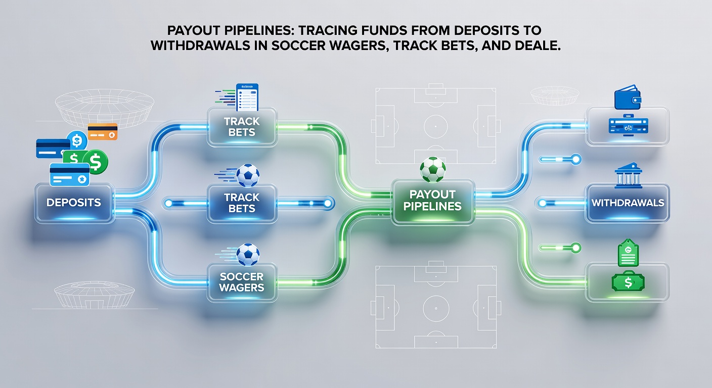 Close-up of payout processing dashboard highlighting withdrawals from successful soccer parlays, horse race exactas, and live dealer baccarat wins