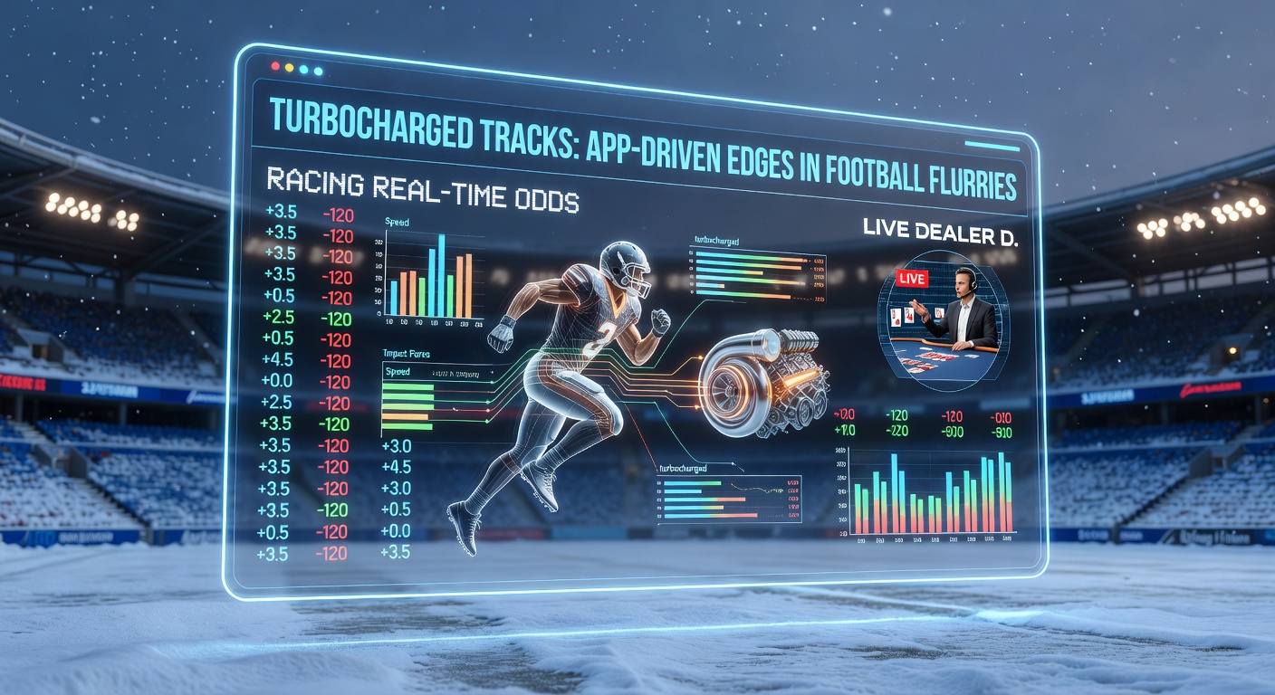 Horse racing scene with app displaying fluctuating real-time odds and race analytics on screen